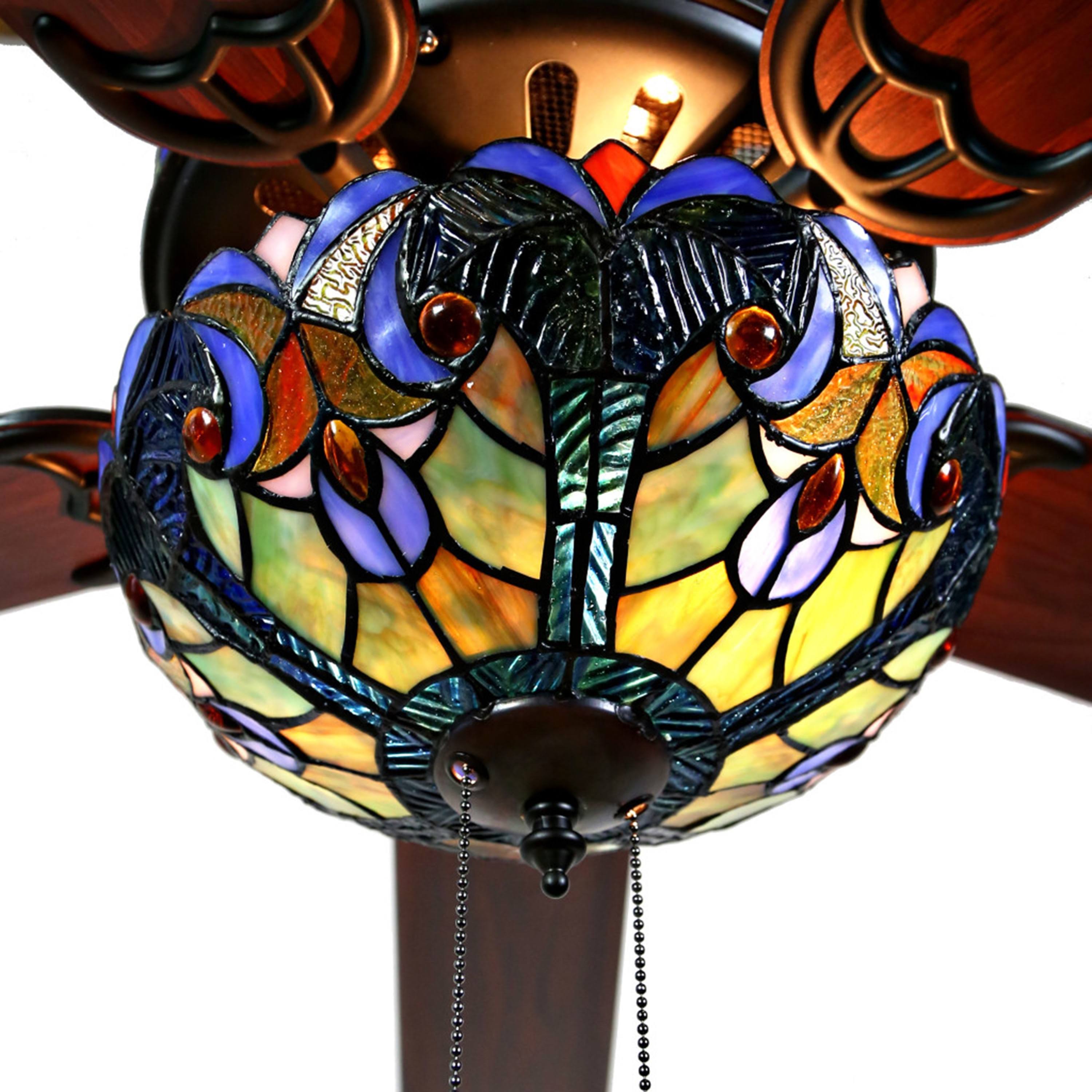 Blue Stained Glass Ceiling Fan E463651