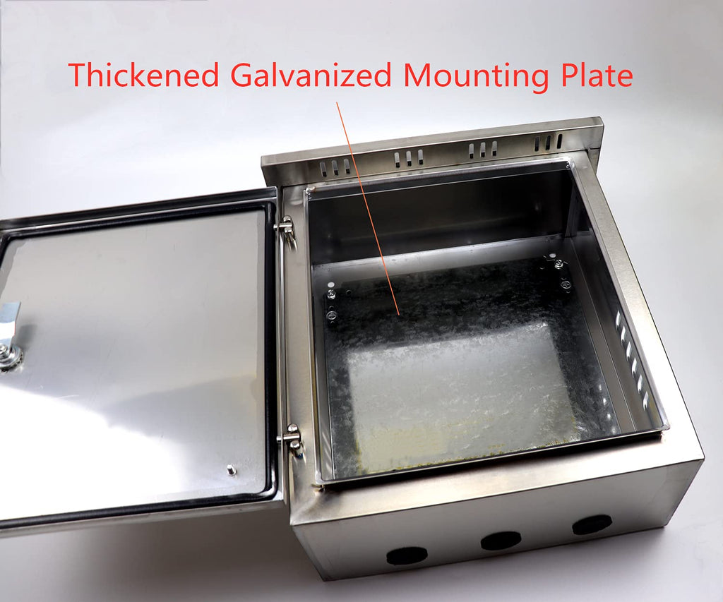 304 Stainless Steel Outdoor Electrical Enclosure Box 20 H x 16 W x 8 D with Mounting Plate K2625