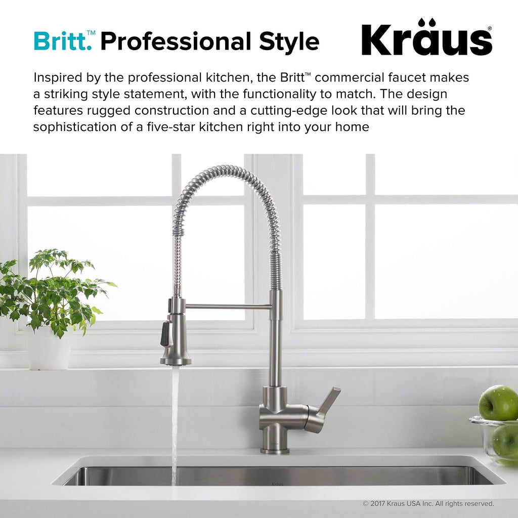 Brushed Gold & Matte Black Commercial Kitchen Faucet with Dual Function Sprayhead Y4658