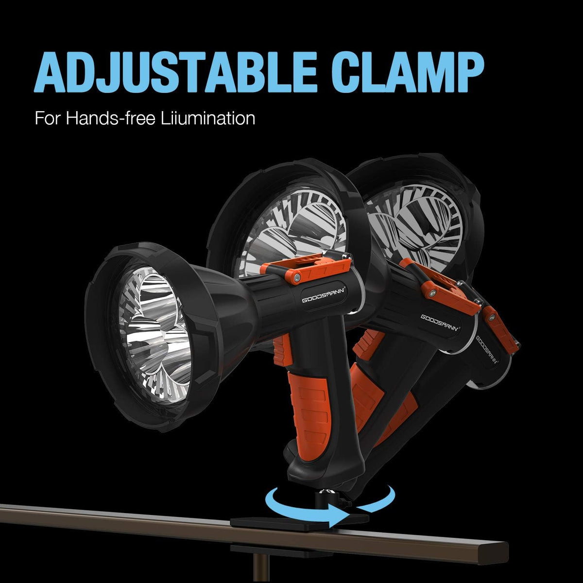 Rechargeable 4000 Lumen LED Spotlight with Detachable Red Light Filter Q6649