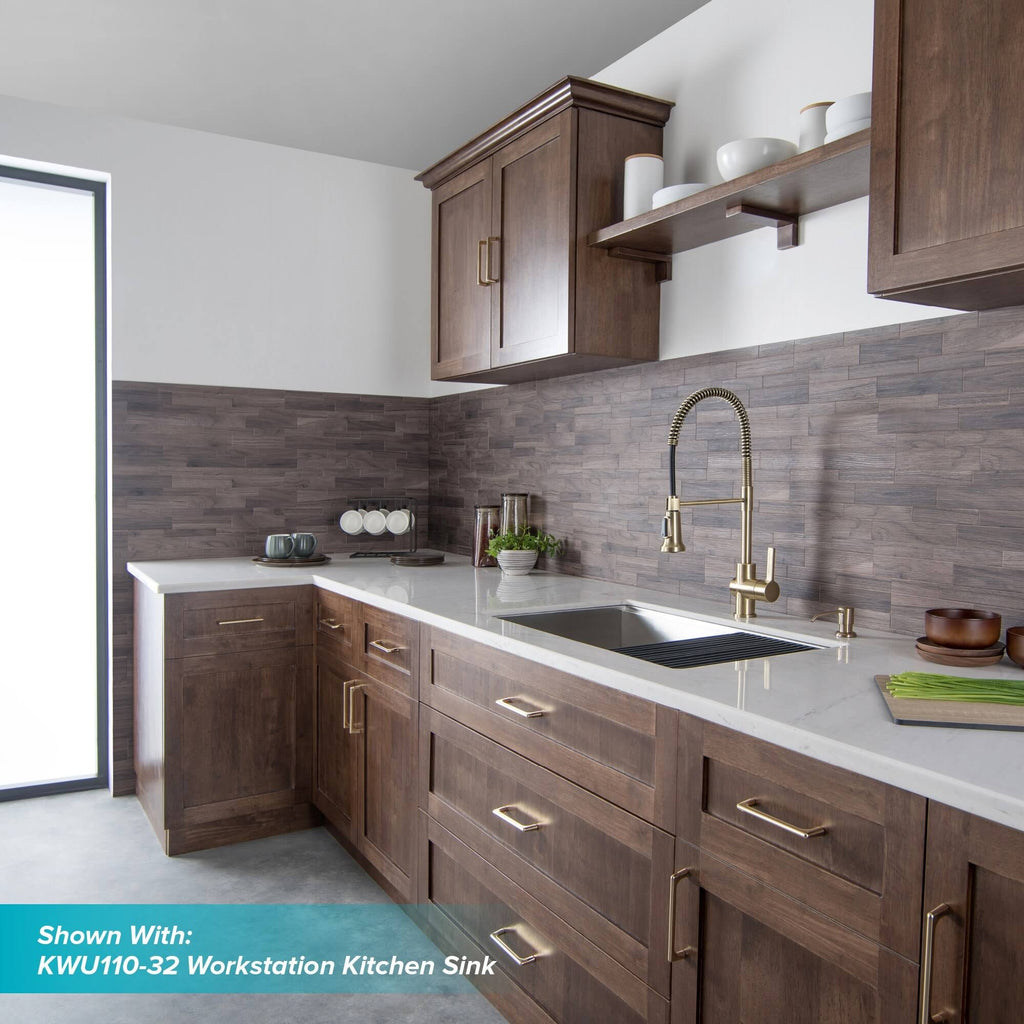 Brushed Gold & Matte Black Commercial Kitchen Faucet with Dual Function Sprayhead Y4658