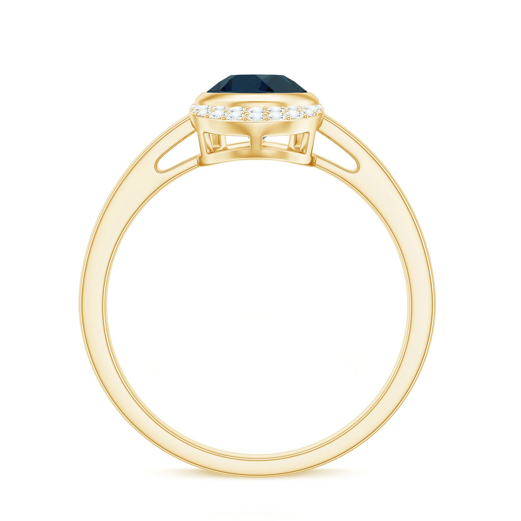 14K Yellow Gold Teardrop Ring with Diamond L87091