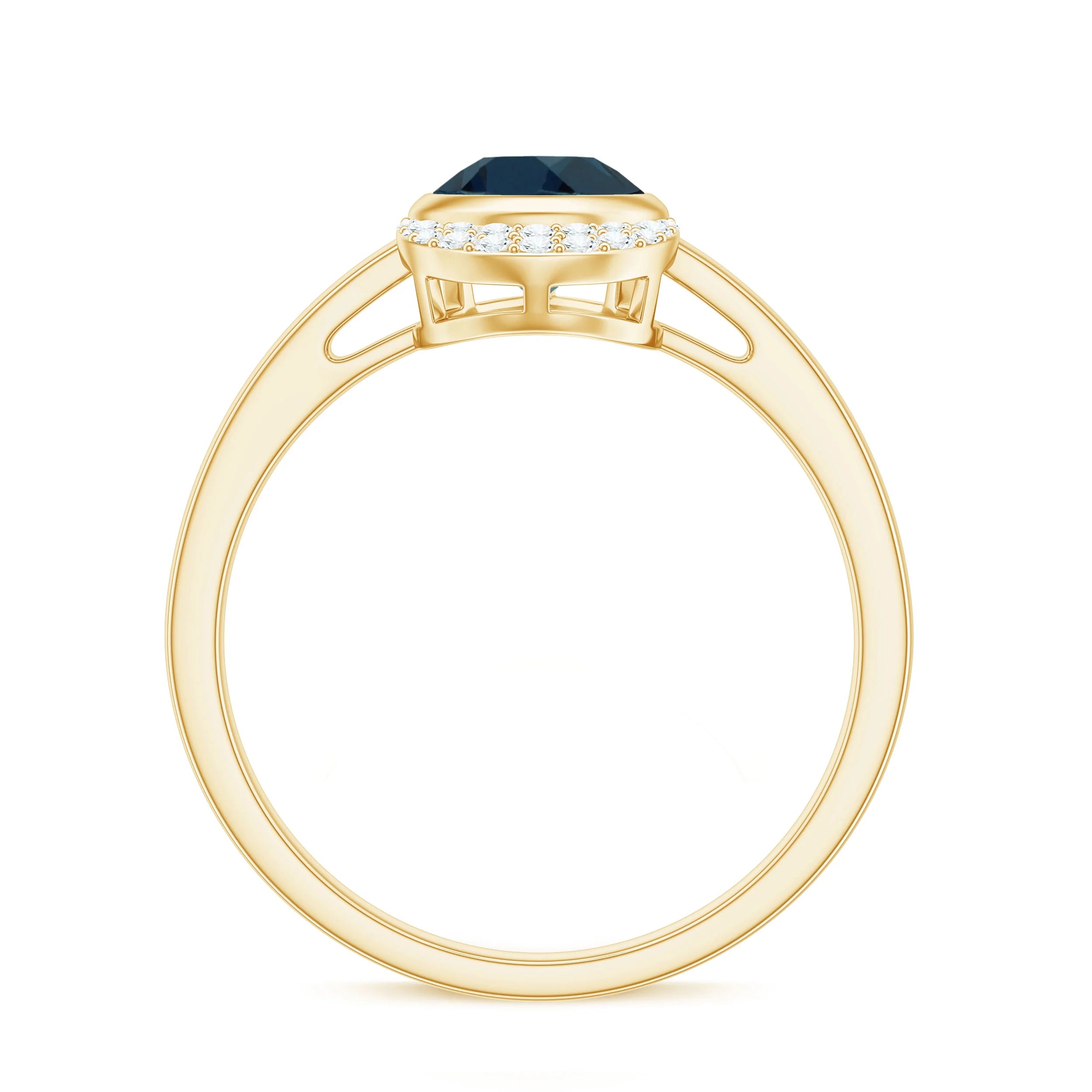 14K Yellow Gold Teardrop Ring with Diamond L87091
