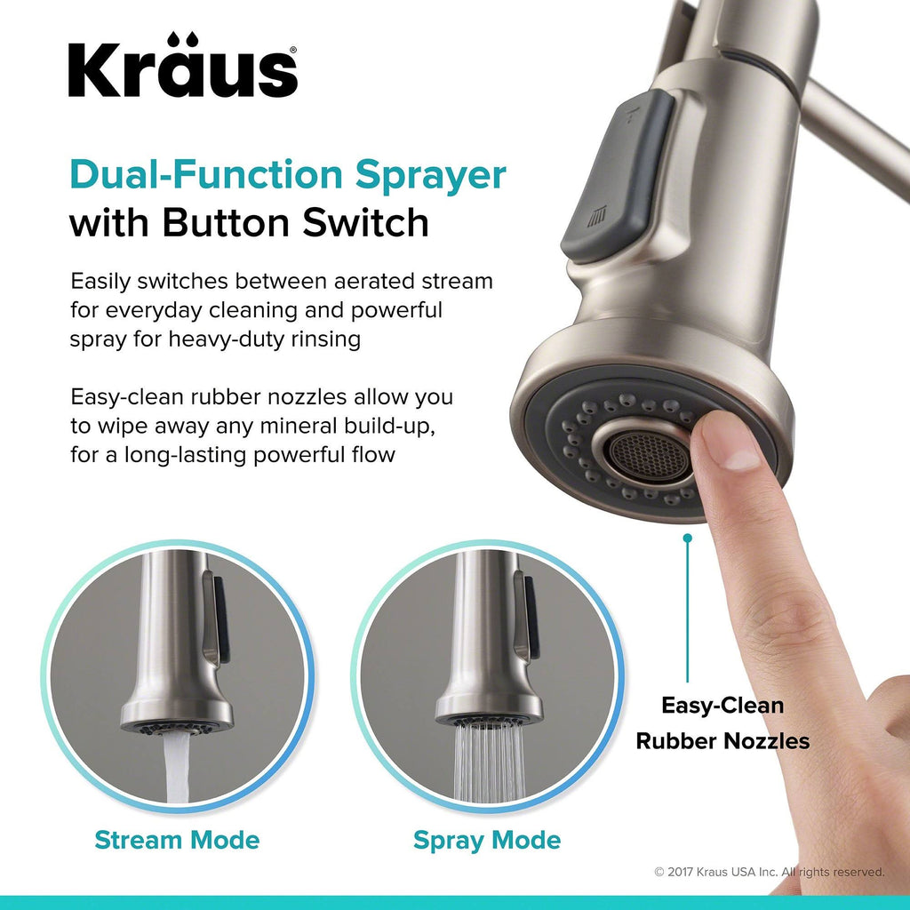 Brushed Gold & Matte Black Commercial Kitchen Faucet with Dual Function Sprayhead Y4658
