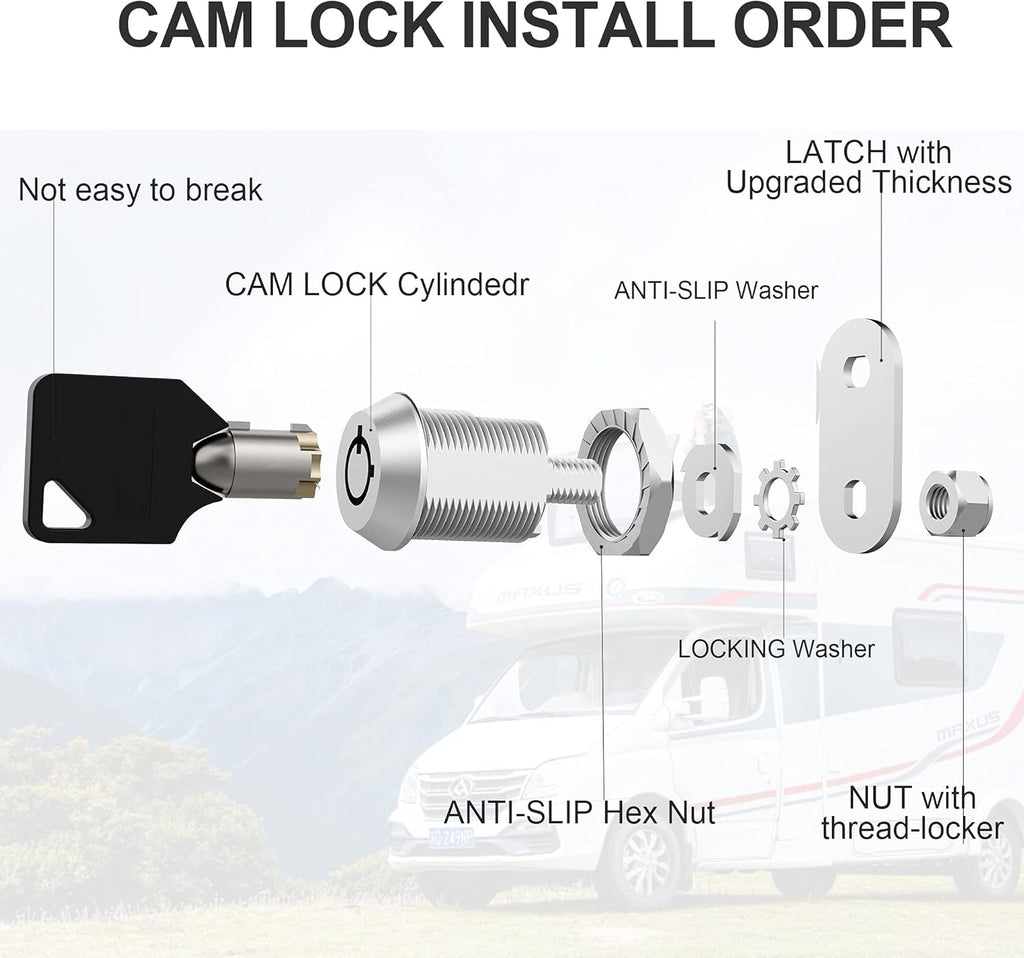 5 Pack Keyed Alike Cabinet Locks with Keys, Zinc Alloy V195187