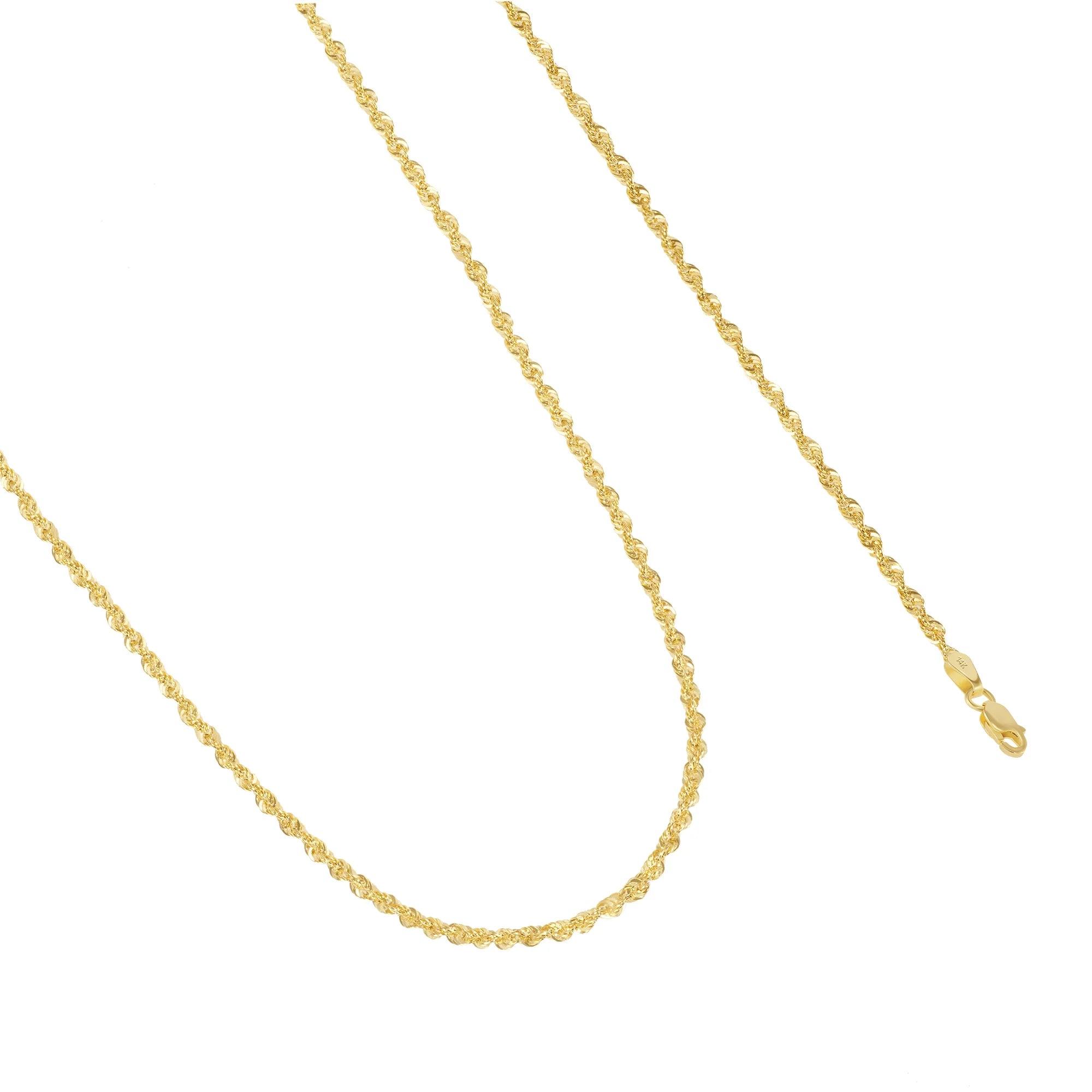 14k Yellow Gold 2.5mm Rope Chain Necklace S5770