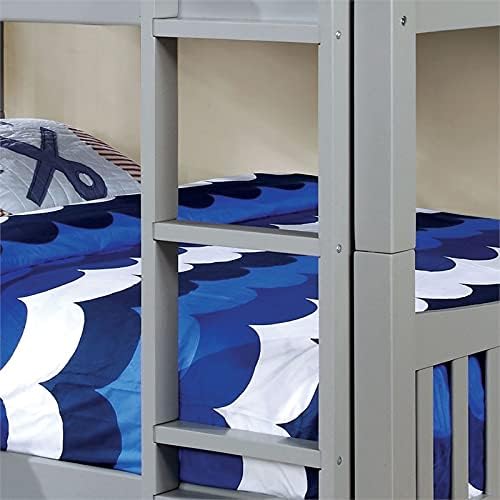 Twin Over Twin Wood Bunk Bed in Gray P457