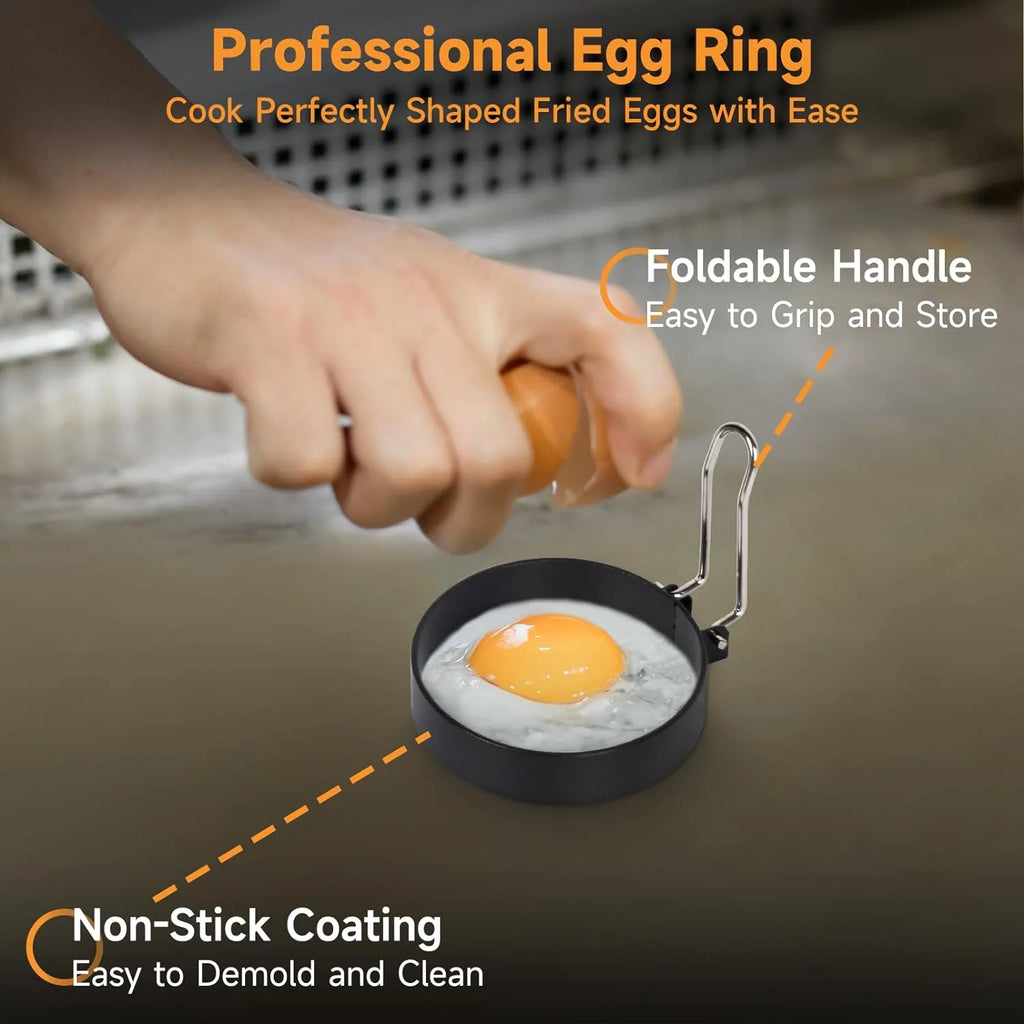 7 Pcs Griddle Accessory Set with Heat-Resistant Spatulas, Scraper, Squeeze Bottles, Egg Rings E2159