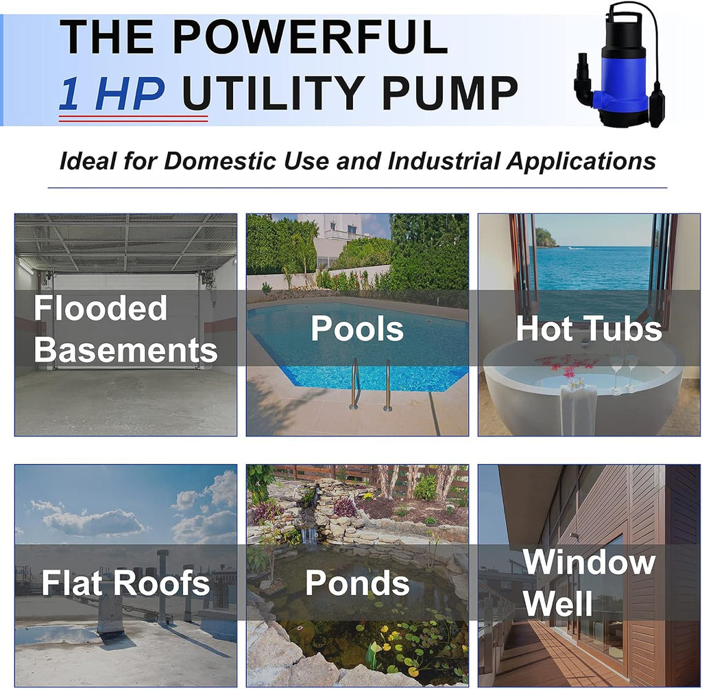 2 Pack 750W Submersible Dirty Water Pump with Float Switch W50377