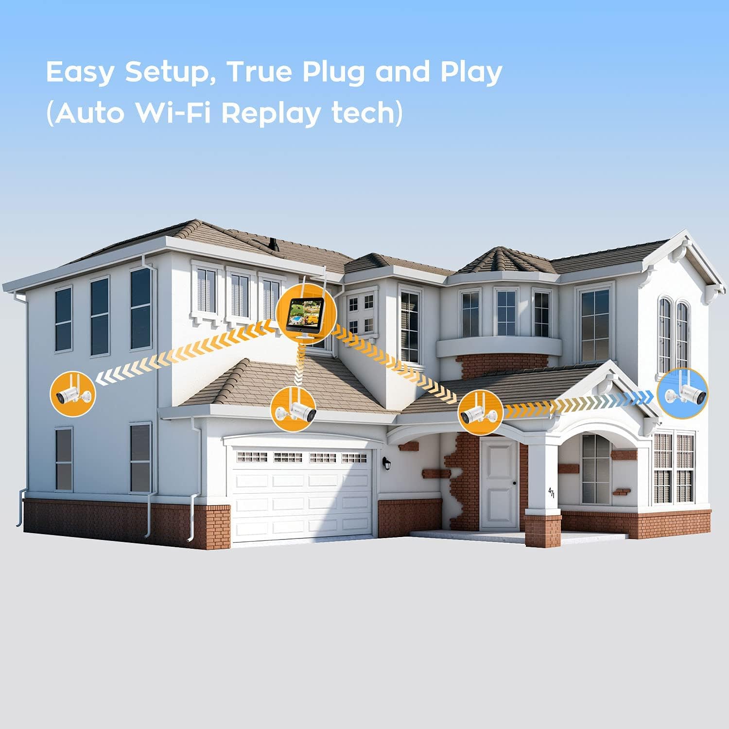 2K Wireless Security Camera System with 12 HD Monitor and 4pcs Cameras B556366