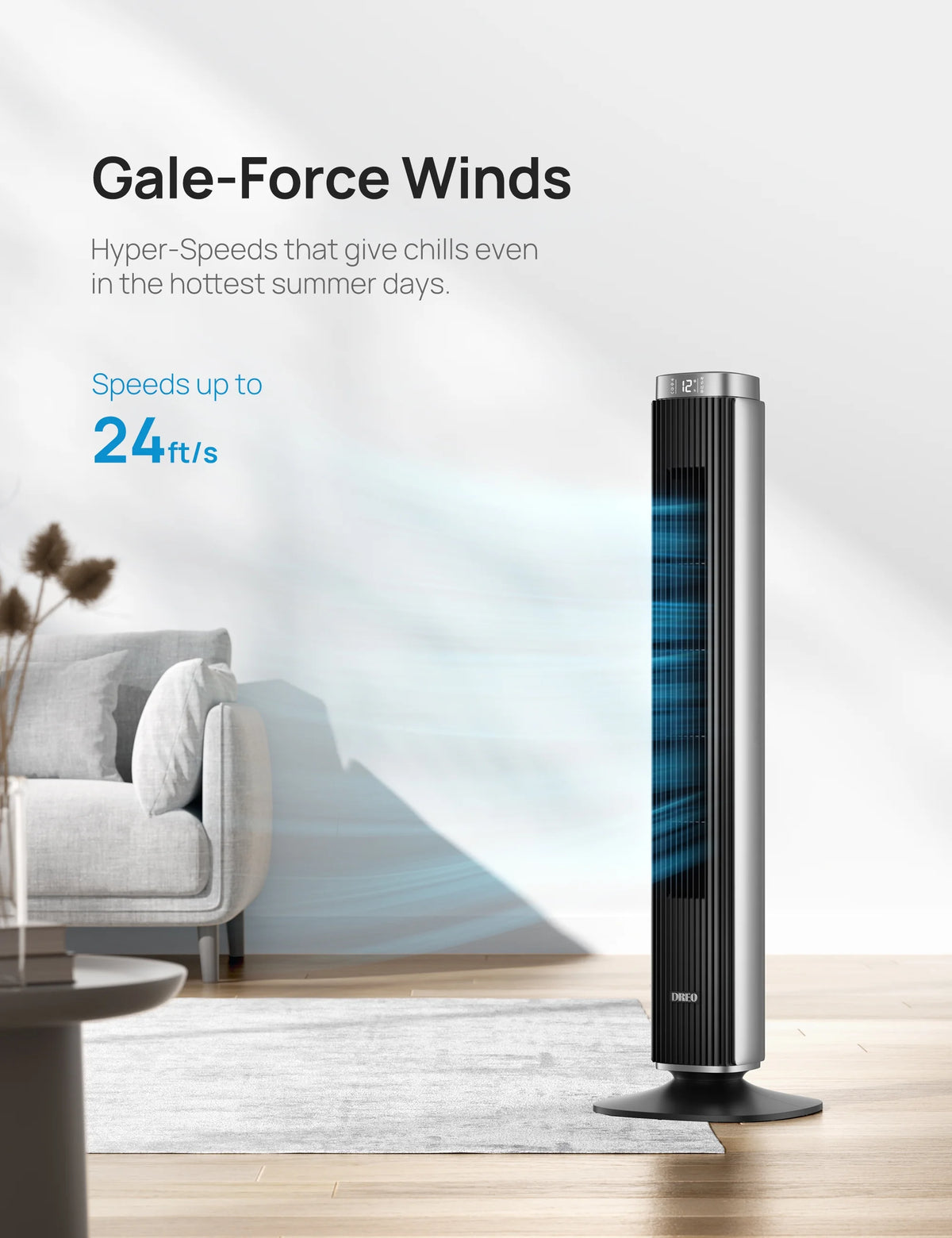 42" Tower Fan with Remote, 25 DB Quiet DC Bladeless Fan B5483
