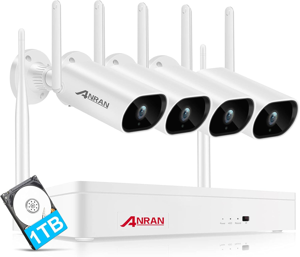 8 Channel 2K NVR 4Pcs 3MP Outdoor WiFi Security Camera with 1TB Hard Drive V92155