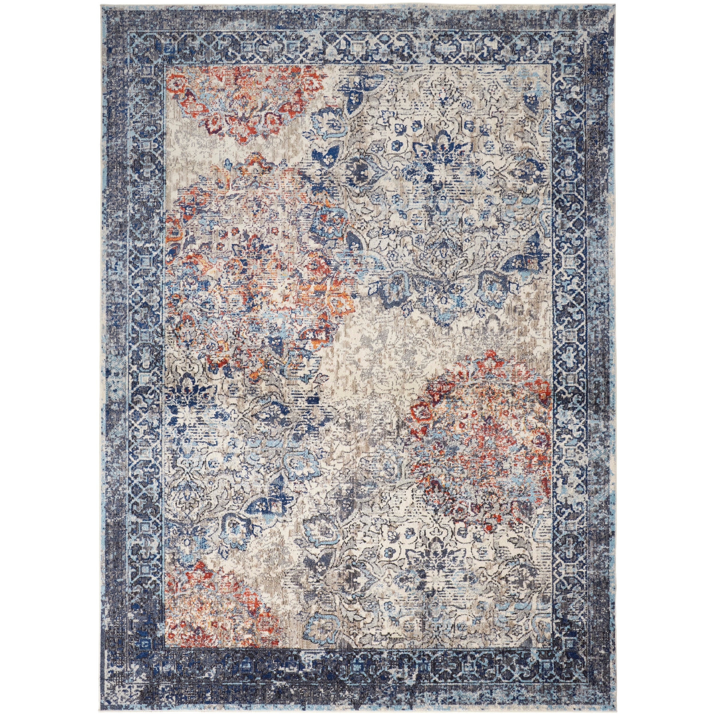 Blue/Ivory/Red Area Rug O3480