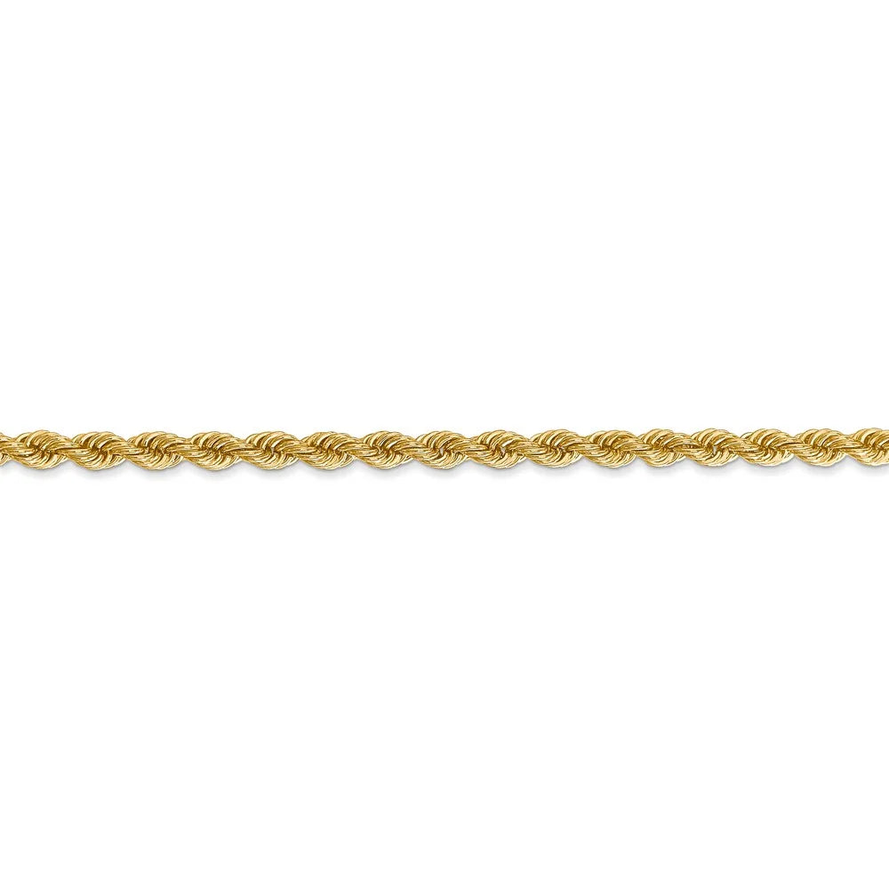 14kt Yellow Gold 3mm Rope Chain 9 inch Lobster Clasp W282987