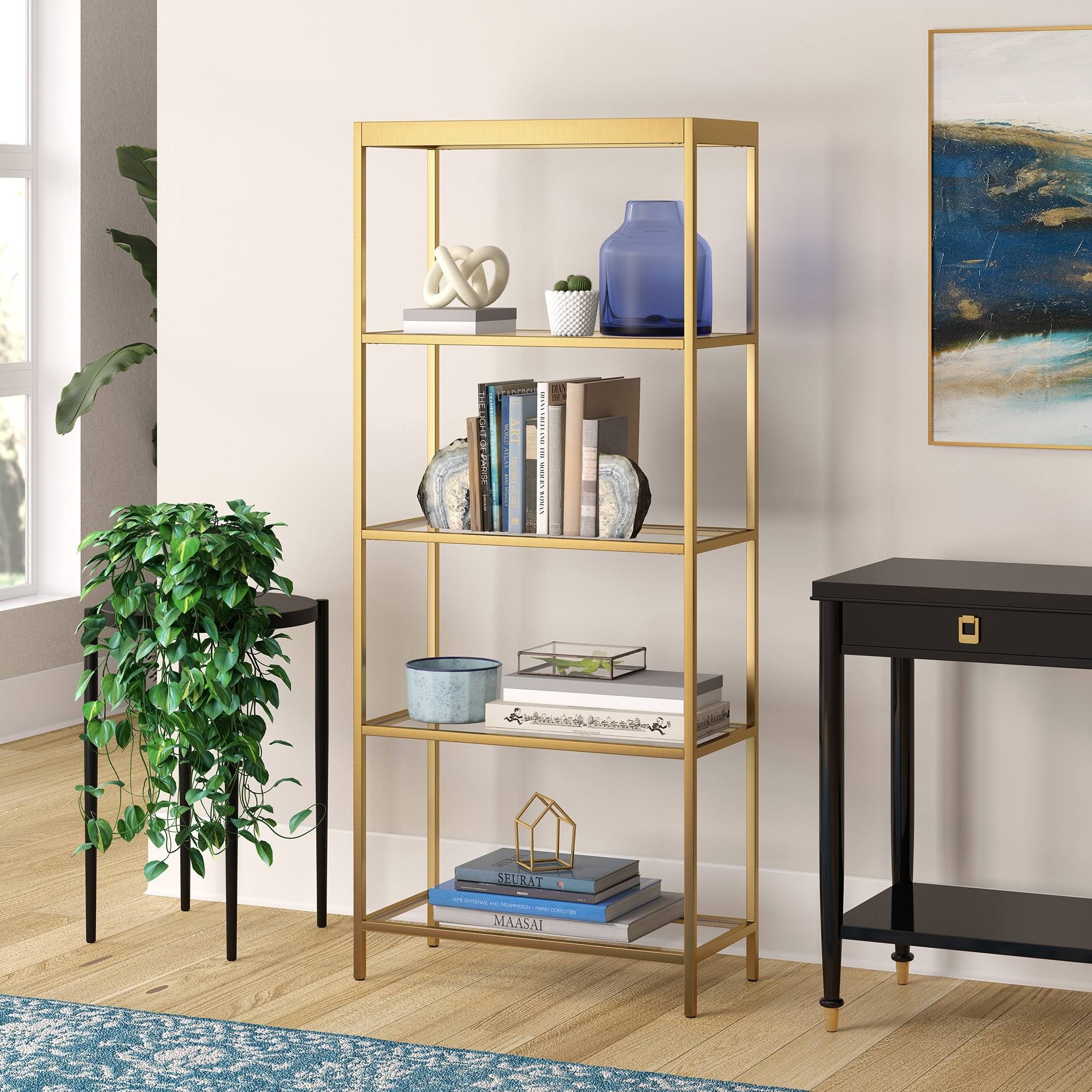 Brass Finish Bookcase Z1657