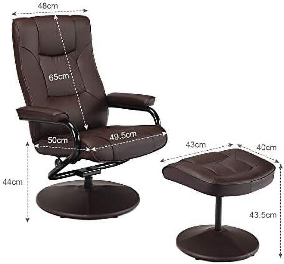 Gray PU Leather Recliner Chair with Ottoman F535