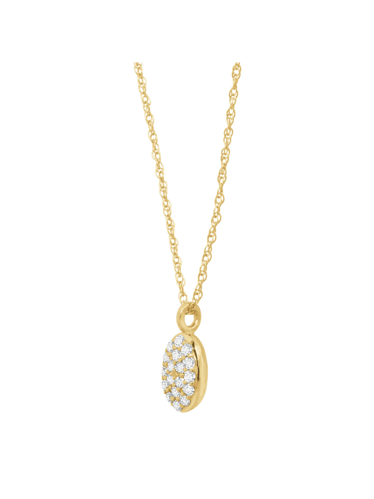 1/10 cttw Diamond Petite Oval Pendant Necklace in 10kt Yellow Gold, 18" K316109