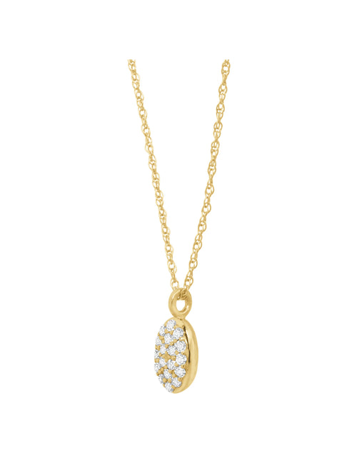 1/10 cttw Diamond Petite Oval Pendant Necklace in 10kt Yellow Gold, 18" K316109