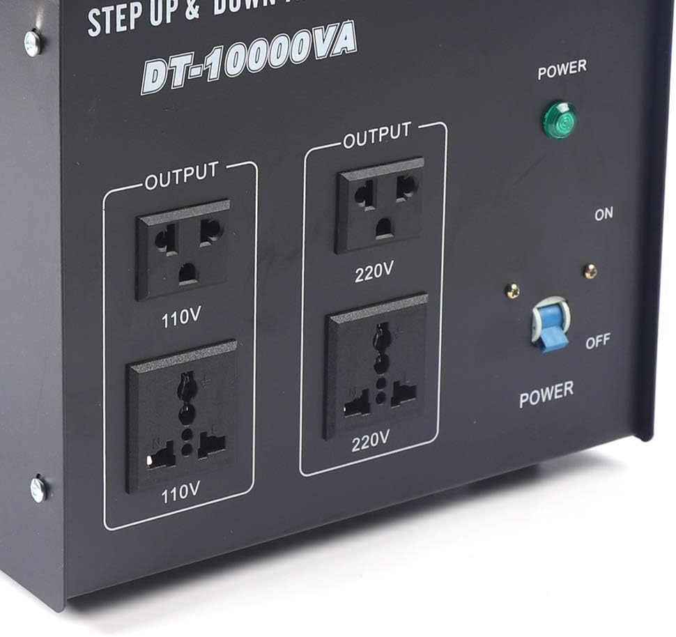10000W Voltage Converter Transformer Step Up/Down 110V/220V Heavy Duty Power Converter with 2 US Outlets, 2 Universal Outlets, Circuit Breaker S247