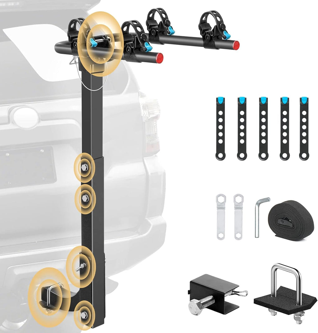 Hitch Bike Rack with Reflector and 2 Receiver, Heavy Duty Bicycle Carrier G29584