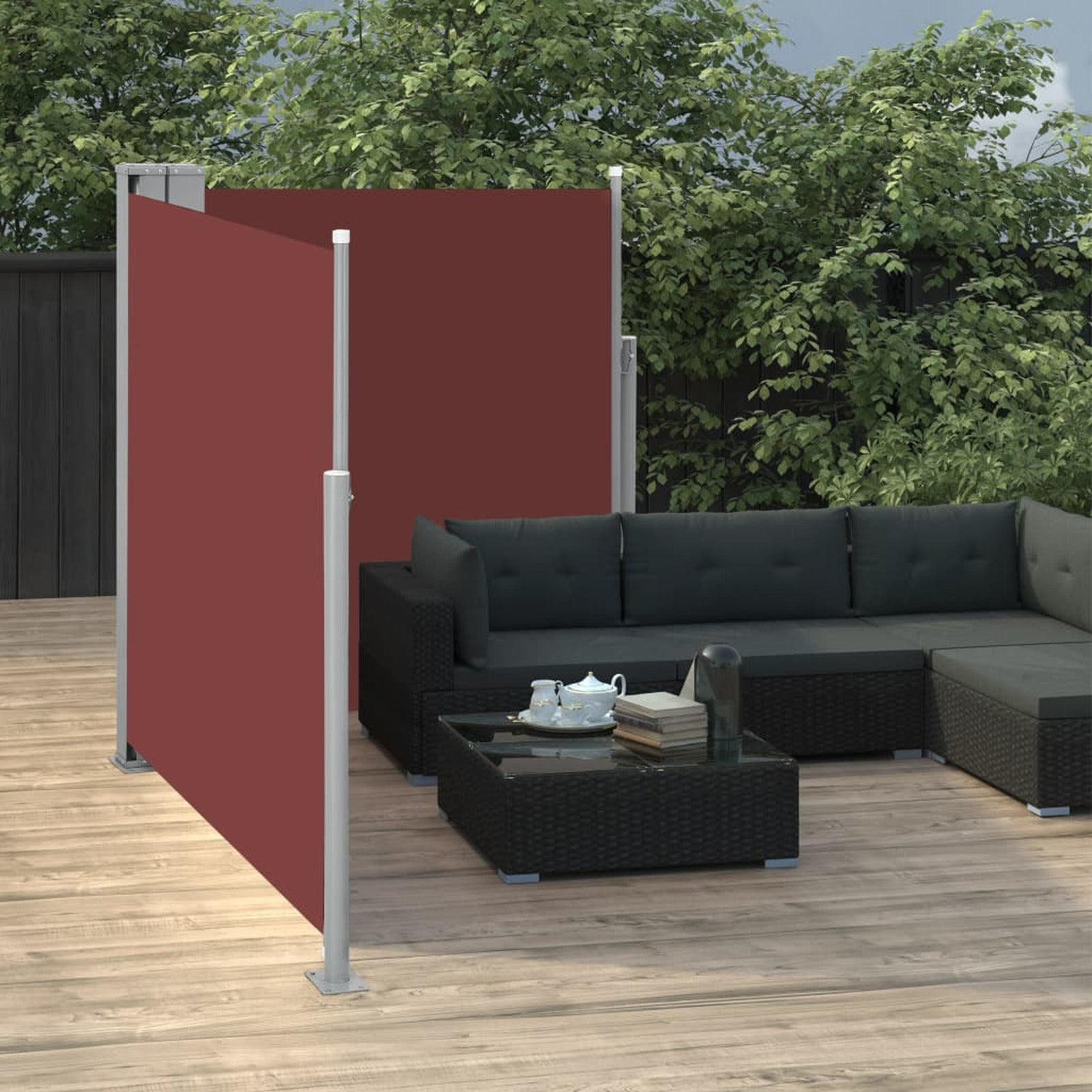 Retractable Side Awning Brown 55.1"x236.2" Y754