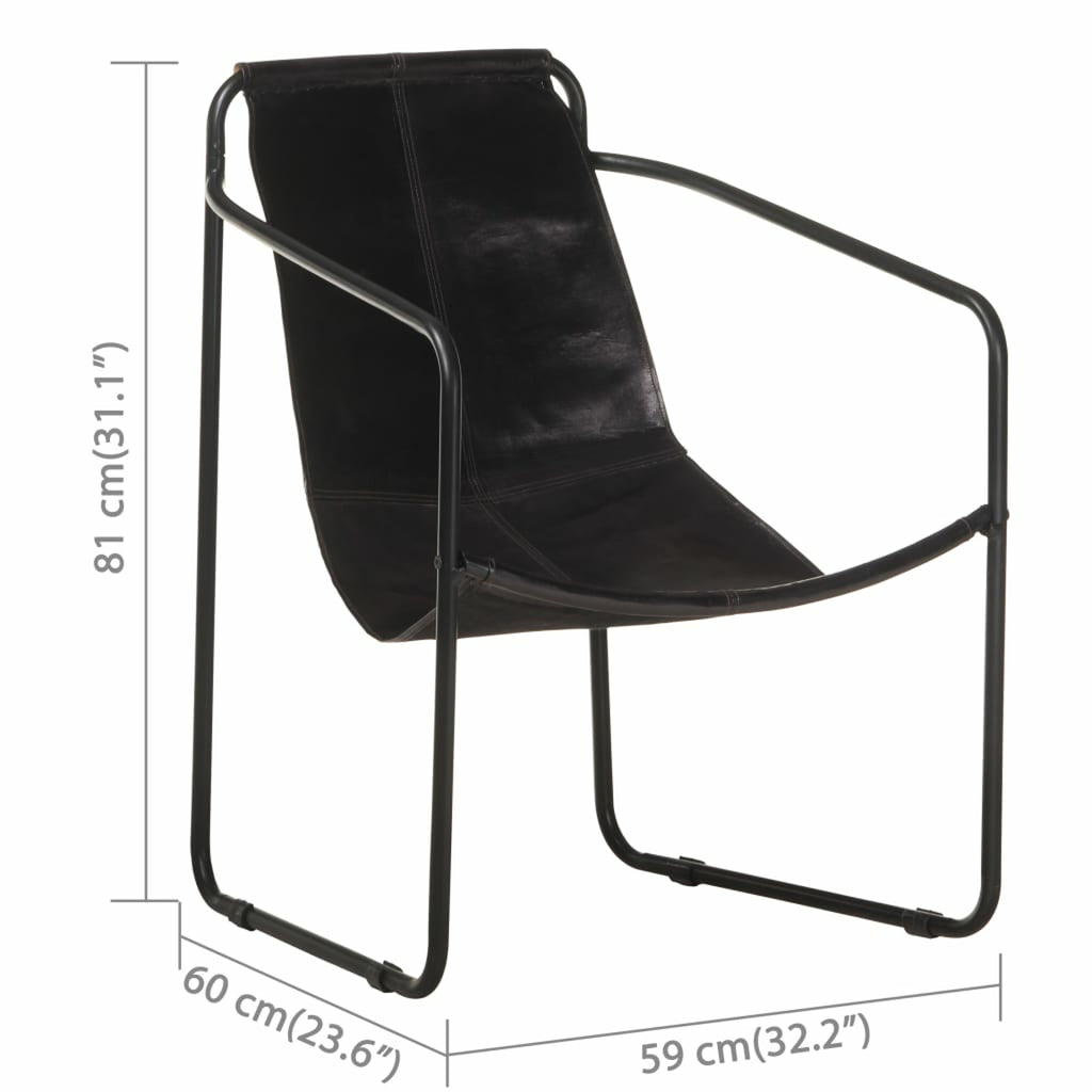 Black Real Leather Armchair K106