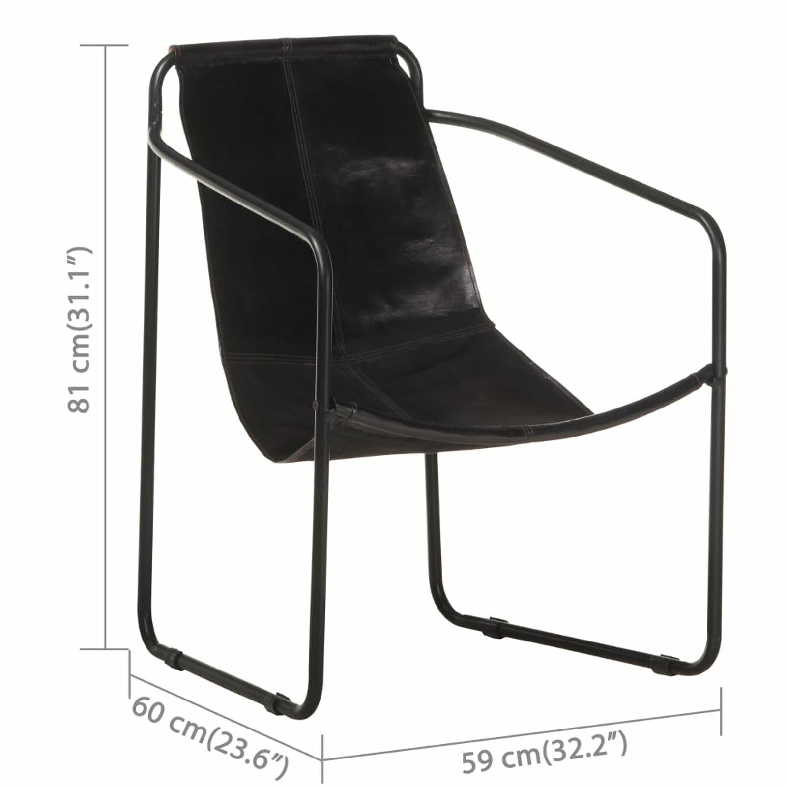 Black Real Leather Armchair K106