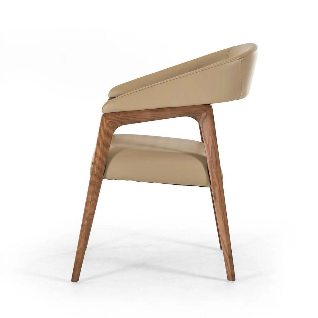Taupe Leatherette and Walnut Wood Dining Chair T675156
