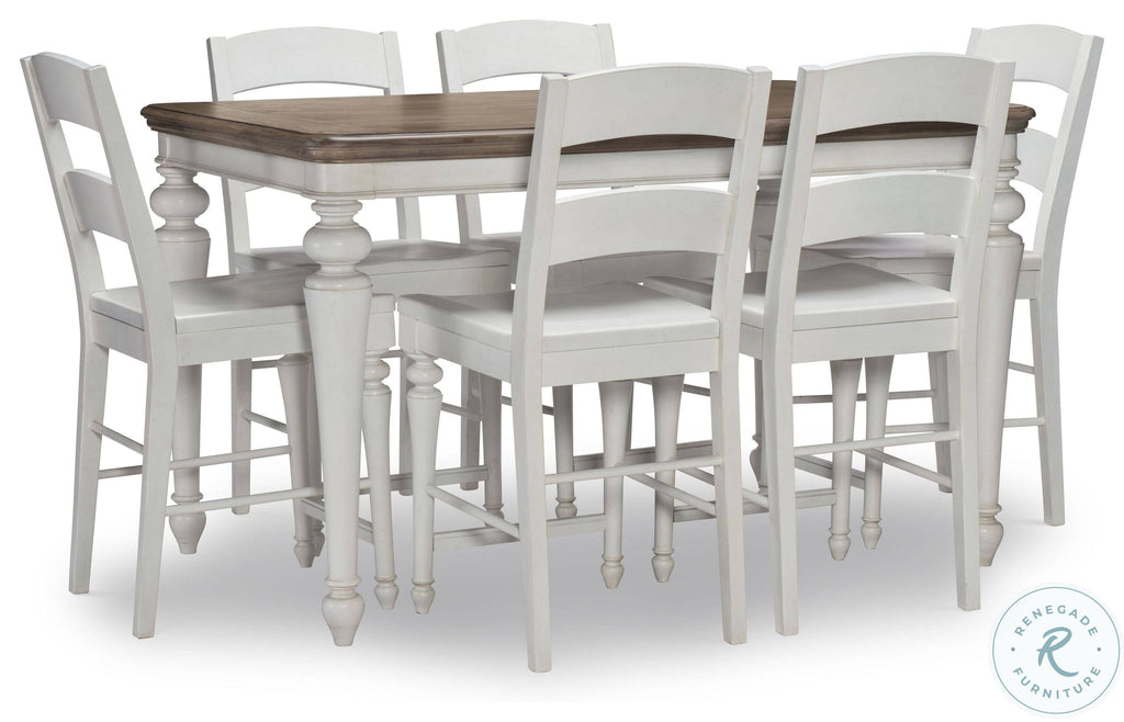 Aged Taupe Rustic White Pub Table P5384