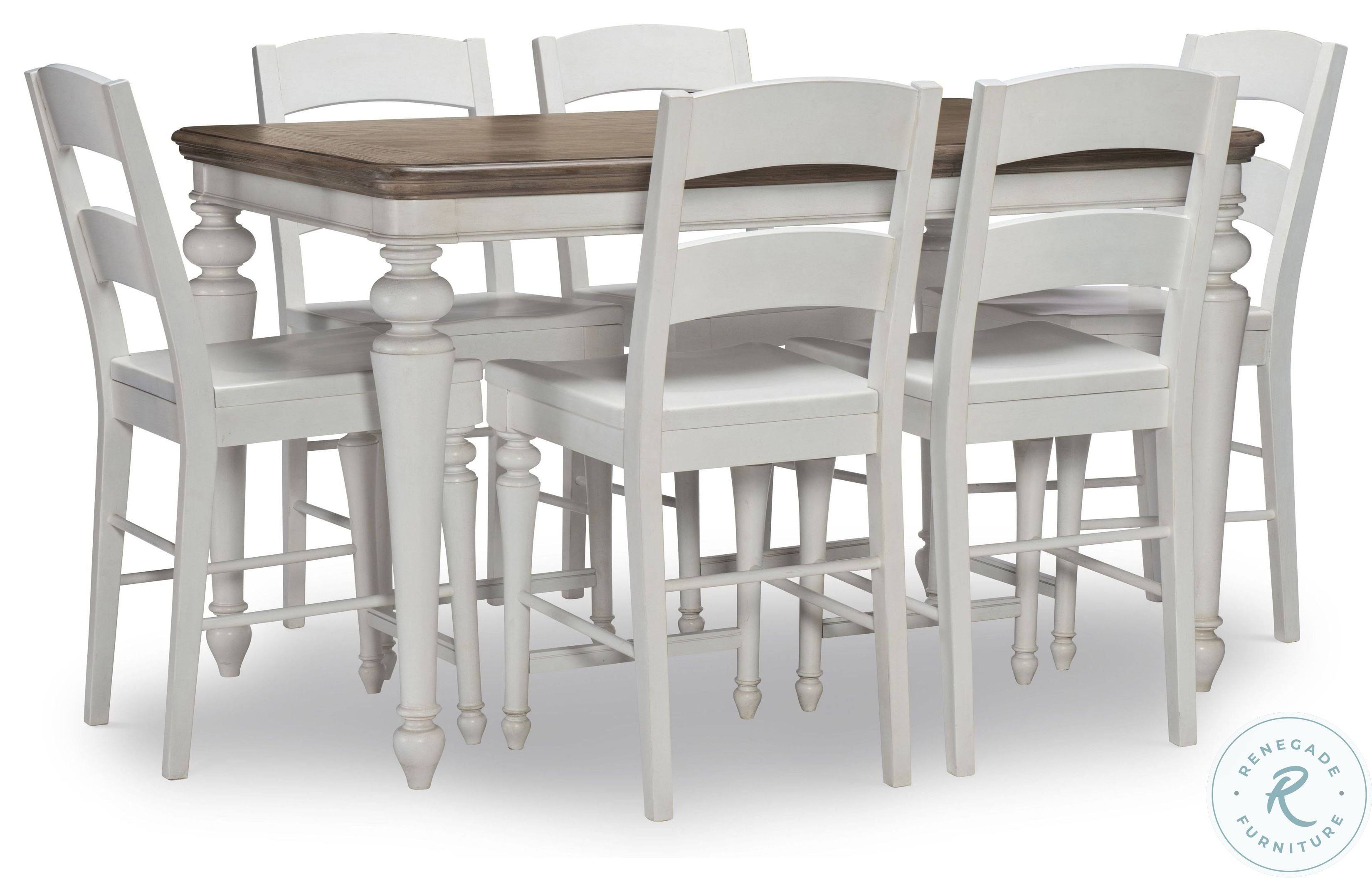 Aged Taupe Rustic White Pub Table P5384