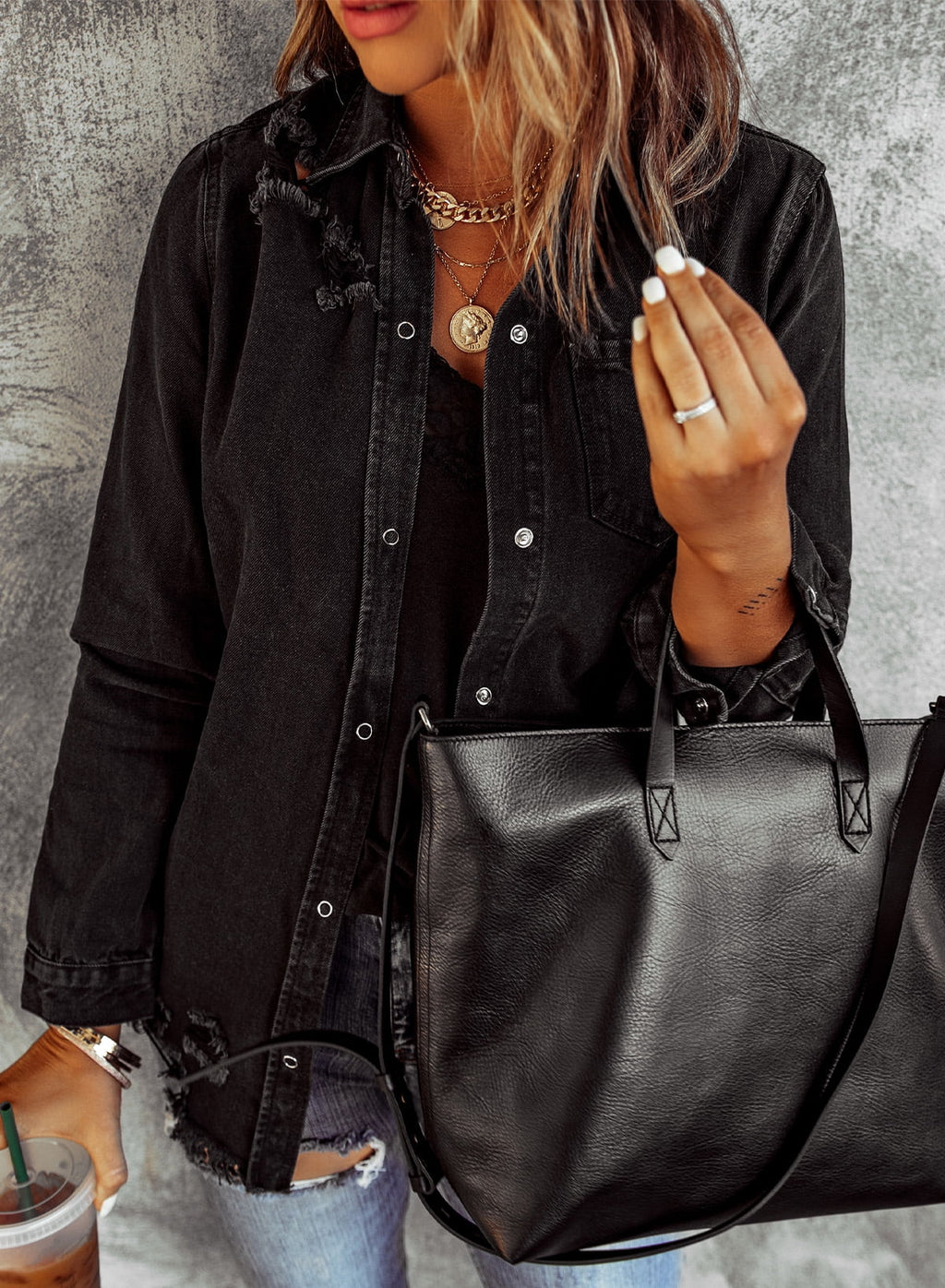 Distressed Denim Jacket K268