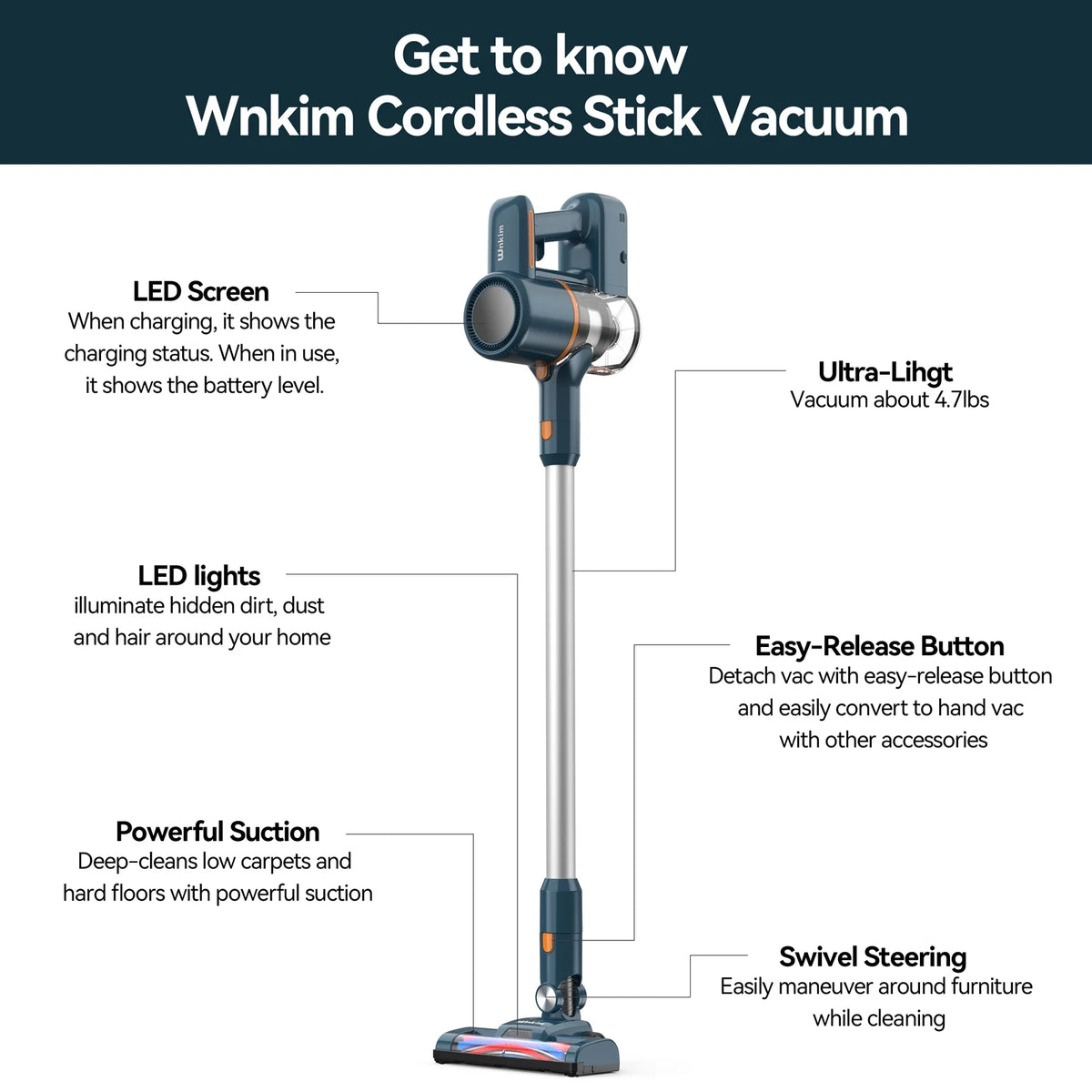 Cordless 6-in-1 Stick Vacuum Cleaner with 2200 mAh Battery O911678