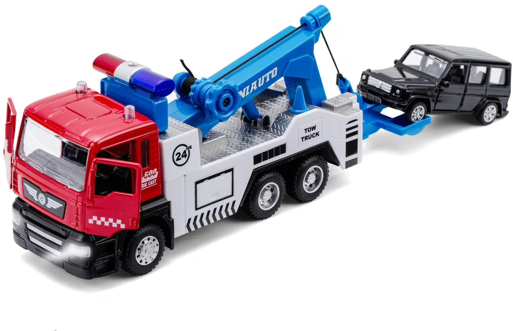Toy Tow Truck Pull Back Toy Cars with Lights and Sound P233476