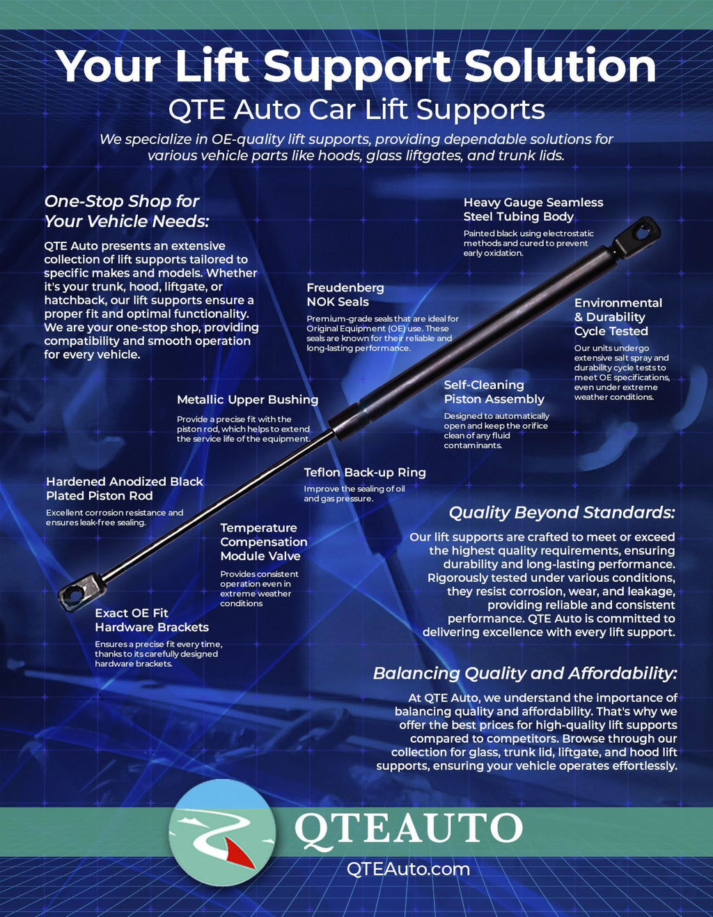 Rear Right Tailgate Lift Support for 1992-1996 Toyota Camry Wagon E6268
