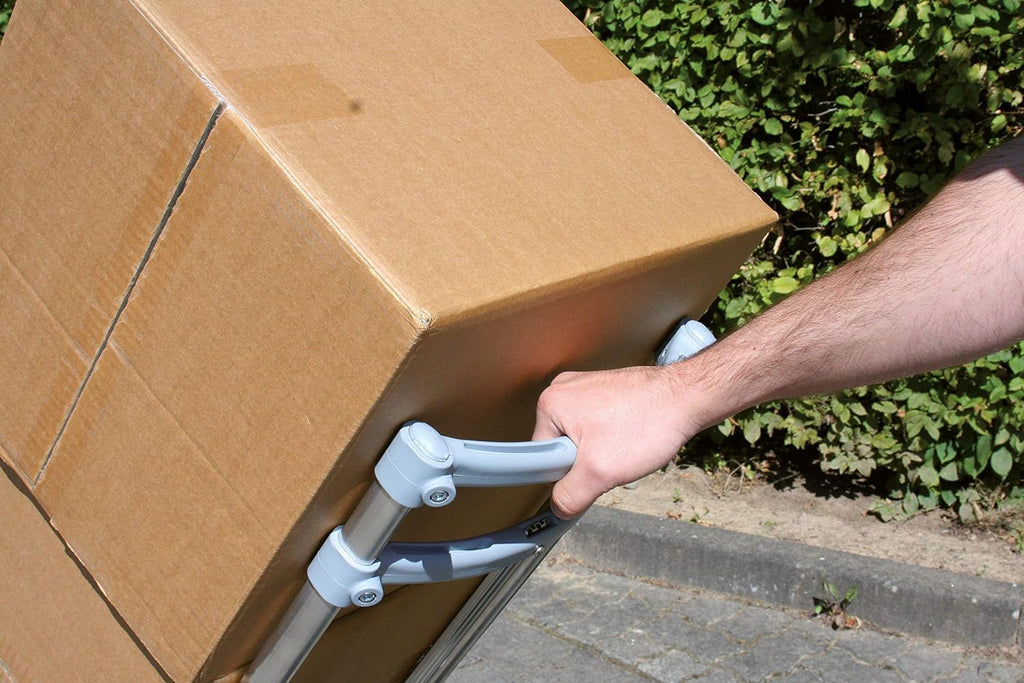 Blue Aluminum Hand Truck with Folding Shovel, 570 Lbs. Capacity, Solid Rubber Tires Q821