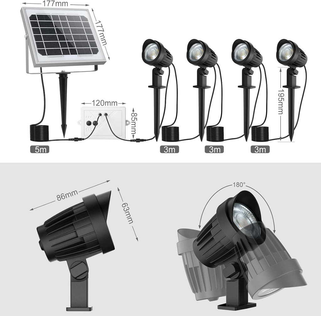 4-in-1 Solar Landscape Lights, IP66 Waterproof, 2700K/4000K/6000K W845361