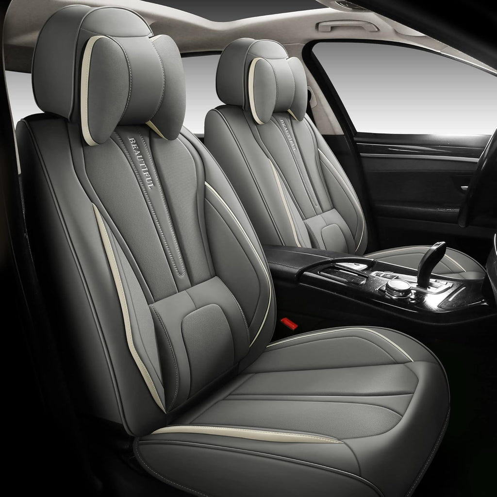 Red Leather Car Seat Covers Full Set 5 Seats P2868