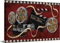 Large Black and Red Canvas Painting Movie Projector Film Reels Artwork Ready to Hang Z113266