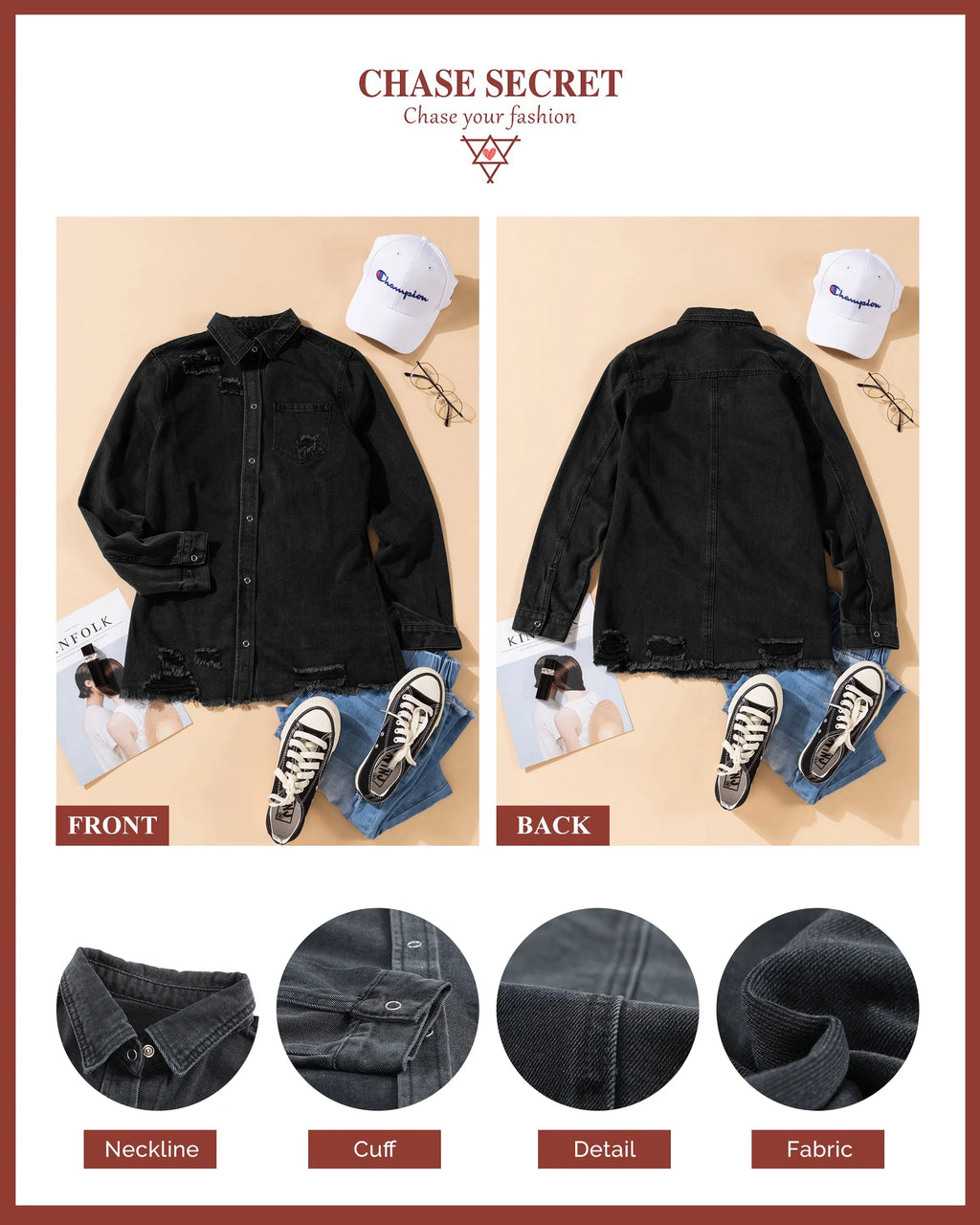 Distressed Denim Jacket K268
