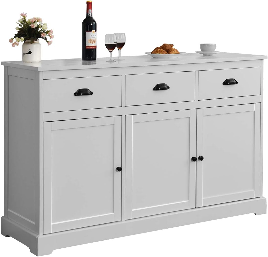 White Sideboard with 2 Cabinets and 3 Drawers N1203