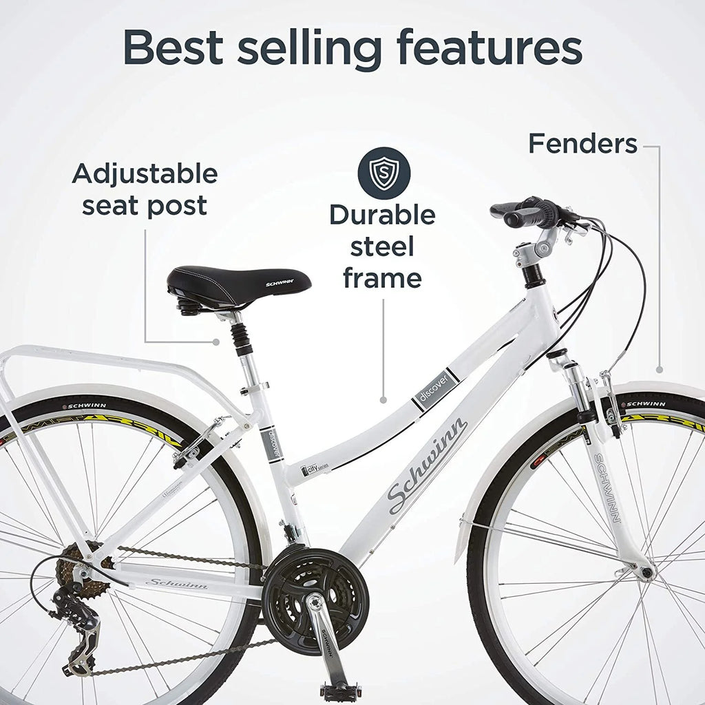 White 700c Women's Hybrid Bicycle E90138