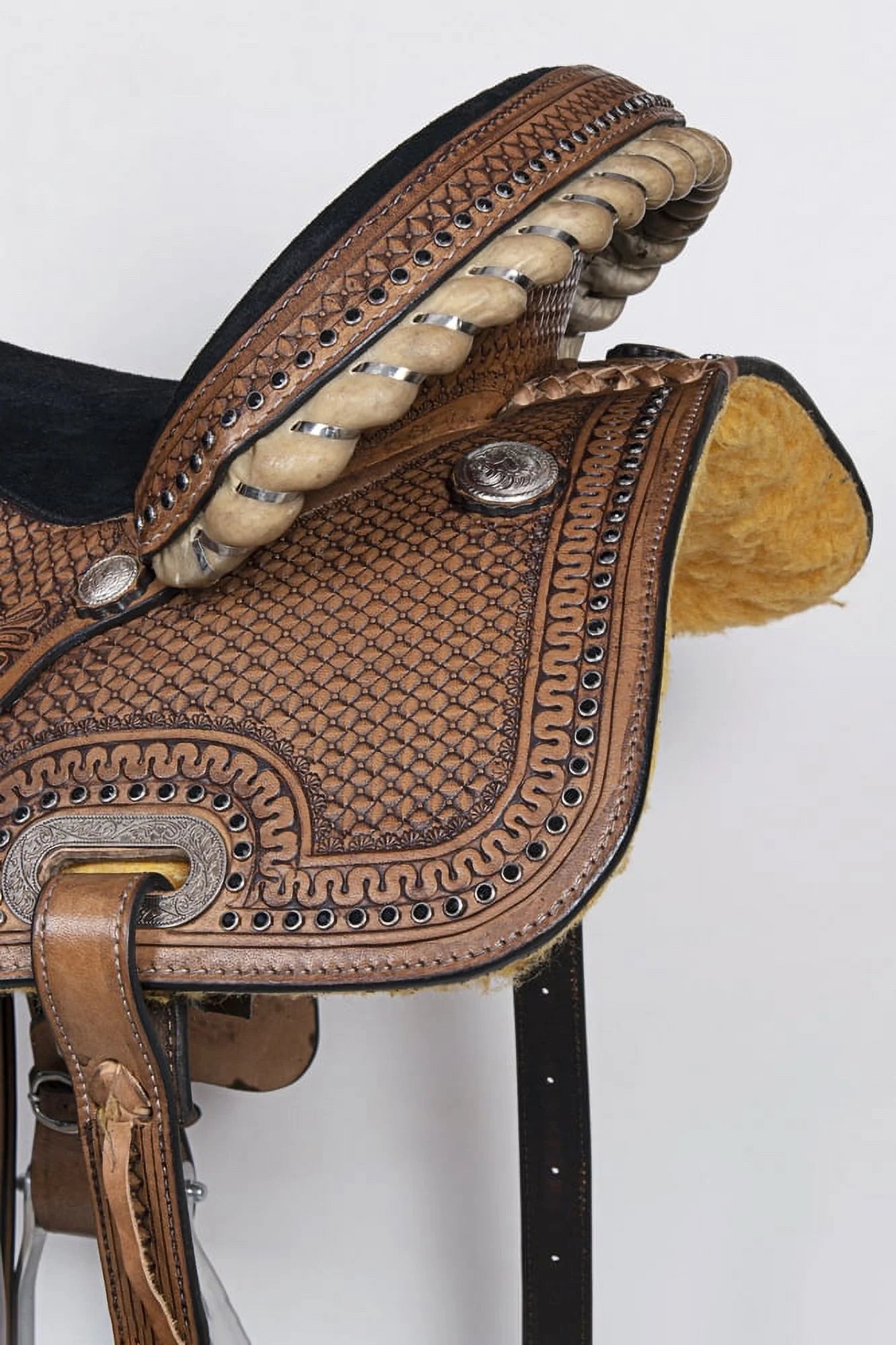 Dark Brown Leather Barrel Racing Saddle C218358