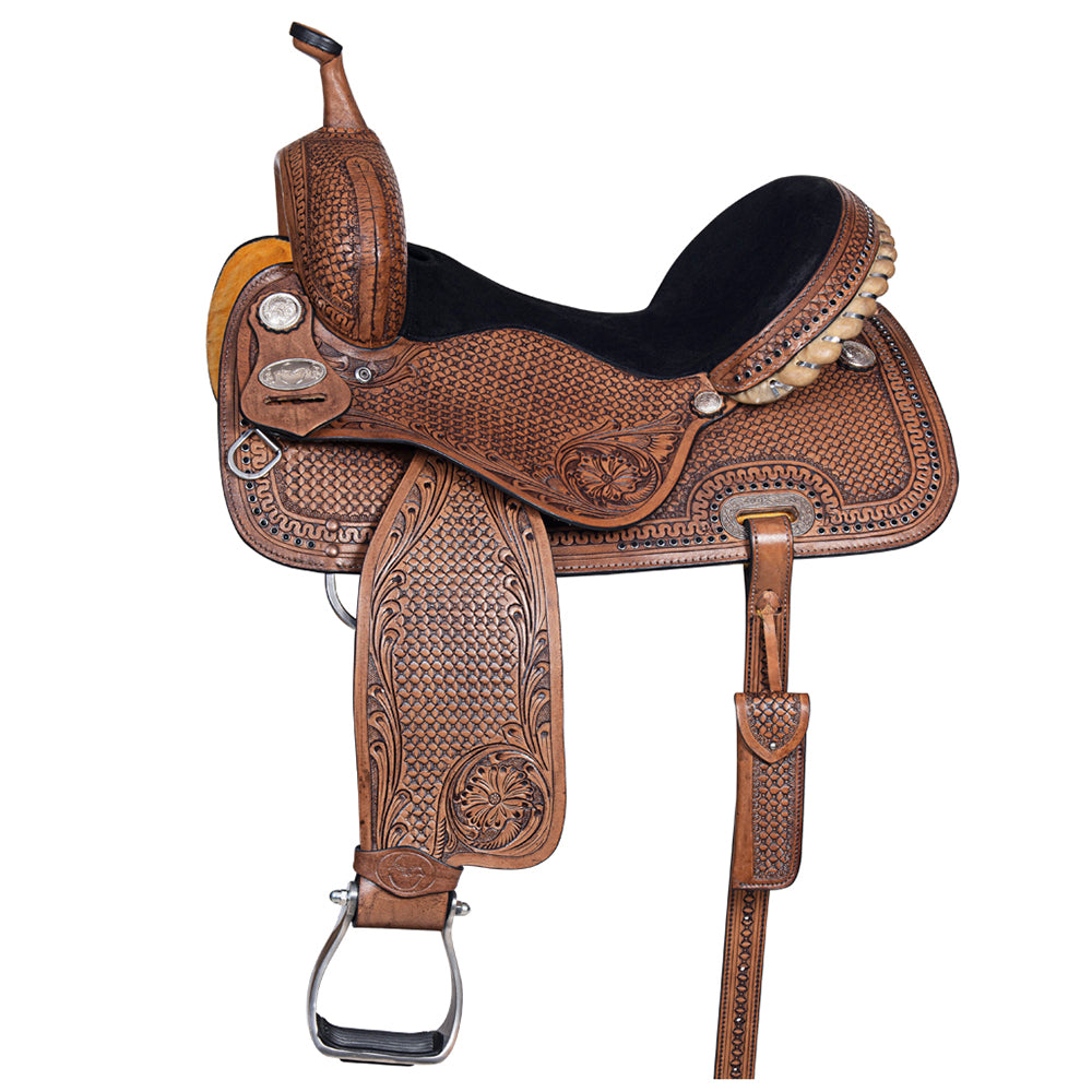 Dark Brown Leather Barrel Racing Saddle C218358