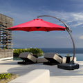 11 FT Curvy Aluminum Offset Umbrella with Base D752876