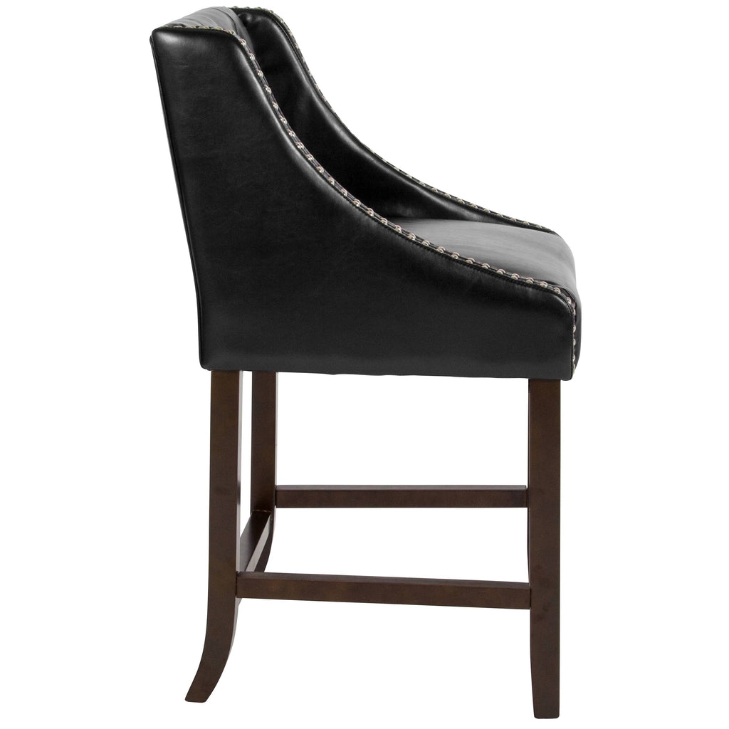 Black Leather Counter Height Stool N370
