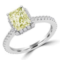 14K White Gold Radiant Diamond Halo Engagement Ring P5807