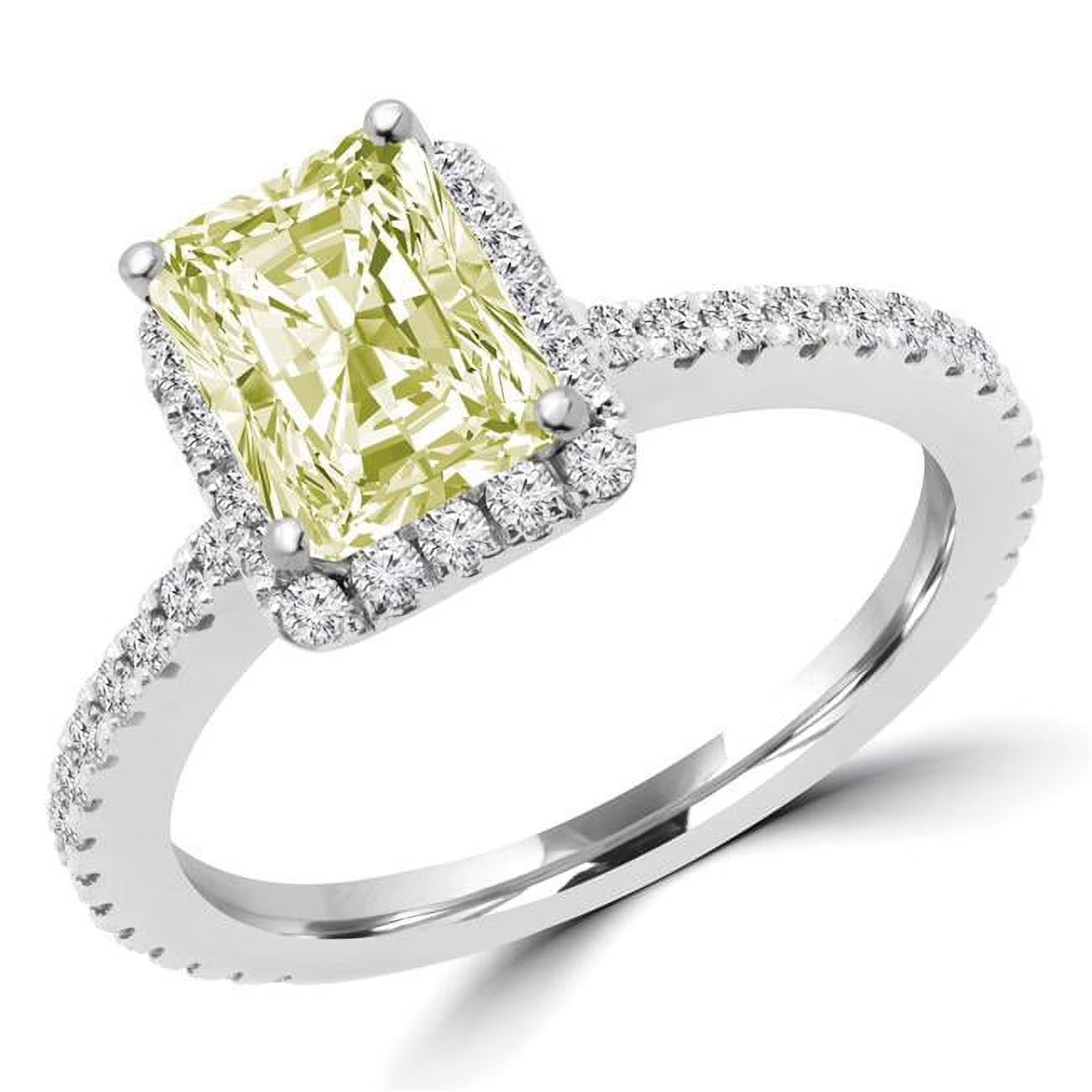 14K White Gold Radiant Diamond Halo Engagement Ring P5807
