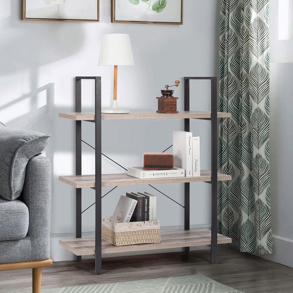 Industrial 2-Tier Wood and Metal Bookcase K825