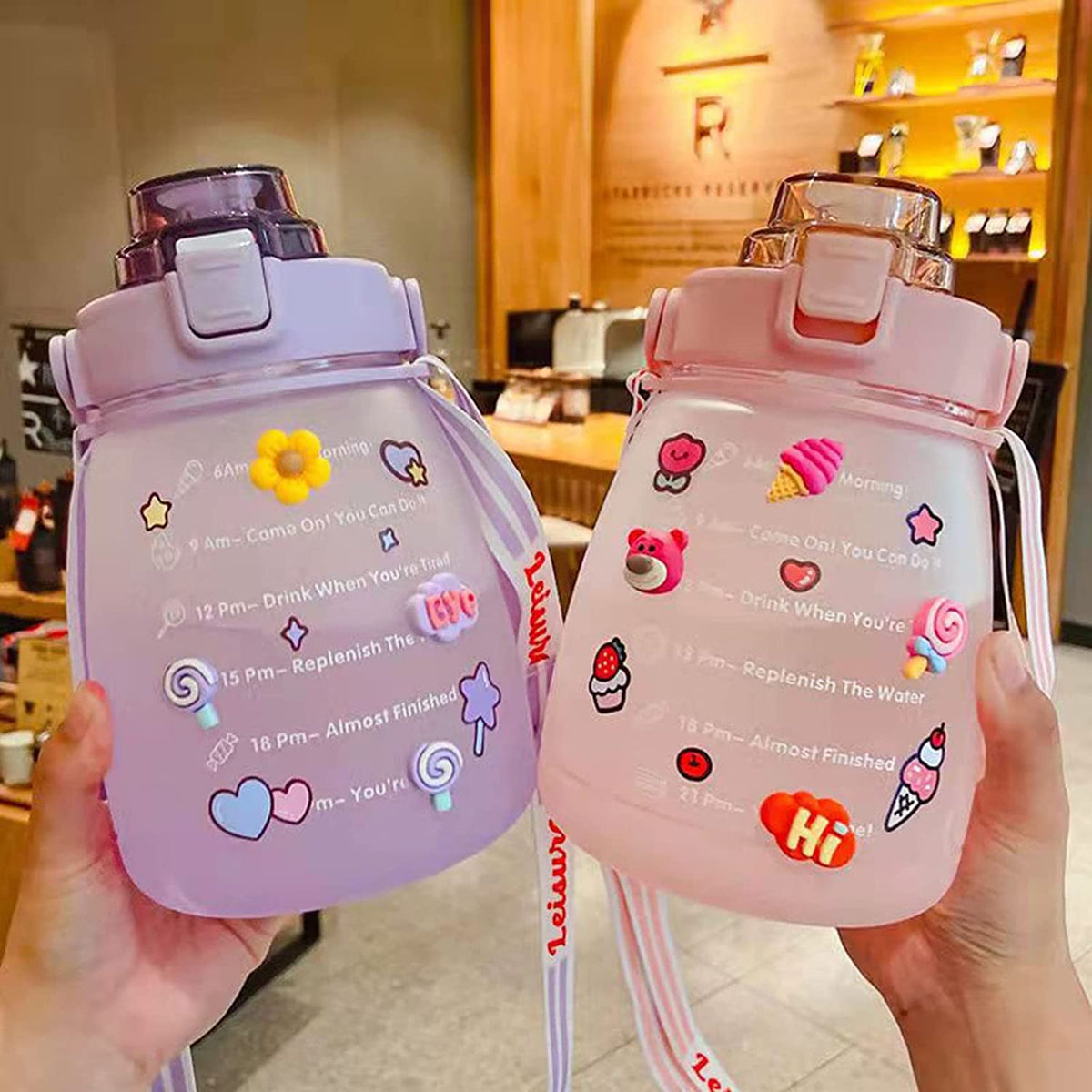Purple Big Belly Water Bottle with Straw S323319