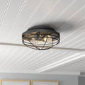 Matte Black 2-Light Caged Flush Mount Light P203272